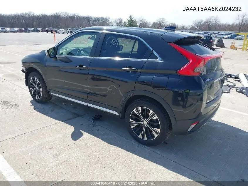 2019 Mitsubishi Eclipse Cross Se VIN: JA4AT5AA6KZ024232 Lot: 41846418