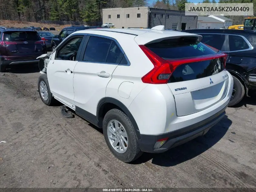 2019 Mitsubishi Eclipse Cross Es VIN: JA4AT3AA5KZ040409 Lot: 41881972