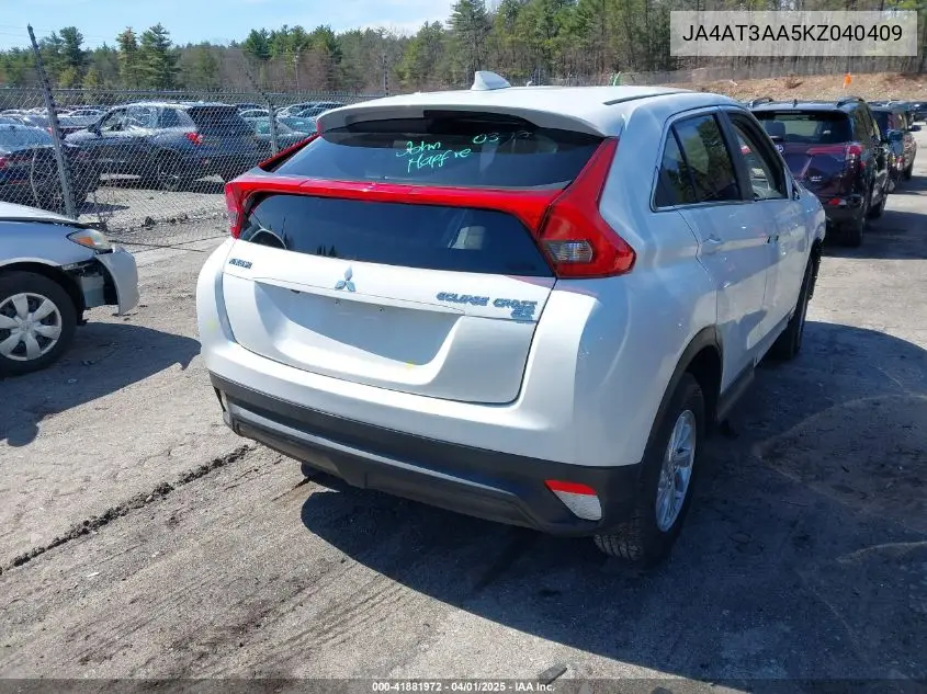 2019 Mitsubishi Eclipse Cross Es VIN: JA4AT3AA5KZ040409 Lot: 41881972