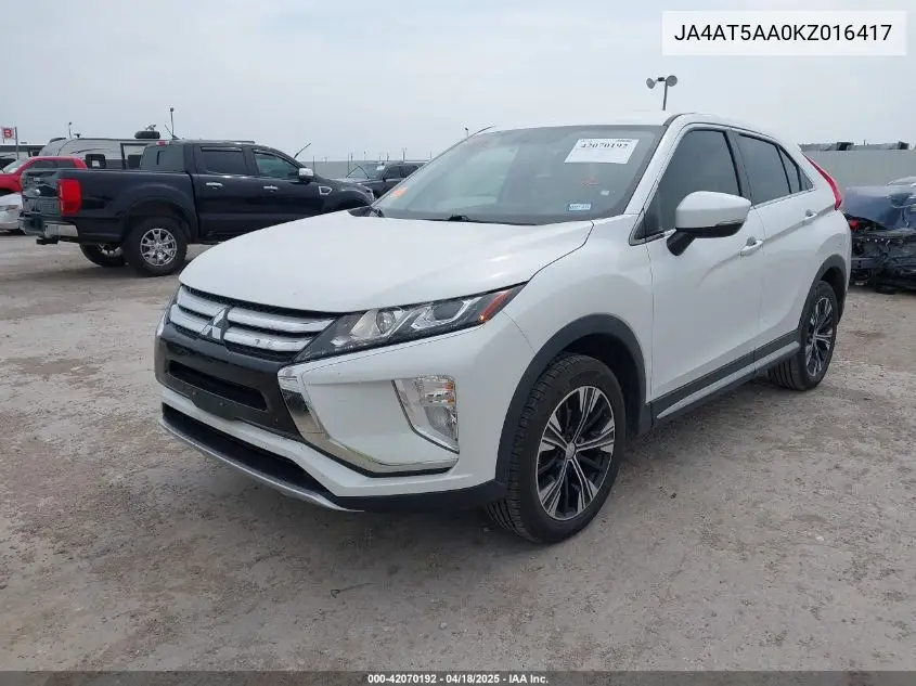 2019 Mitsubishi Eclipse Cross Se VIN: JA4AT5AA0KZ016417 Lot: 42070192