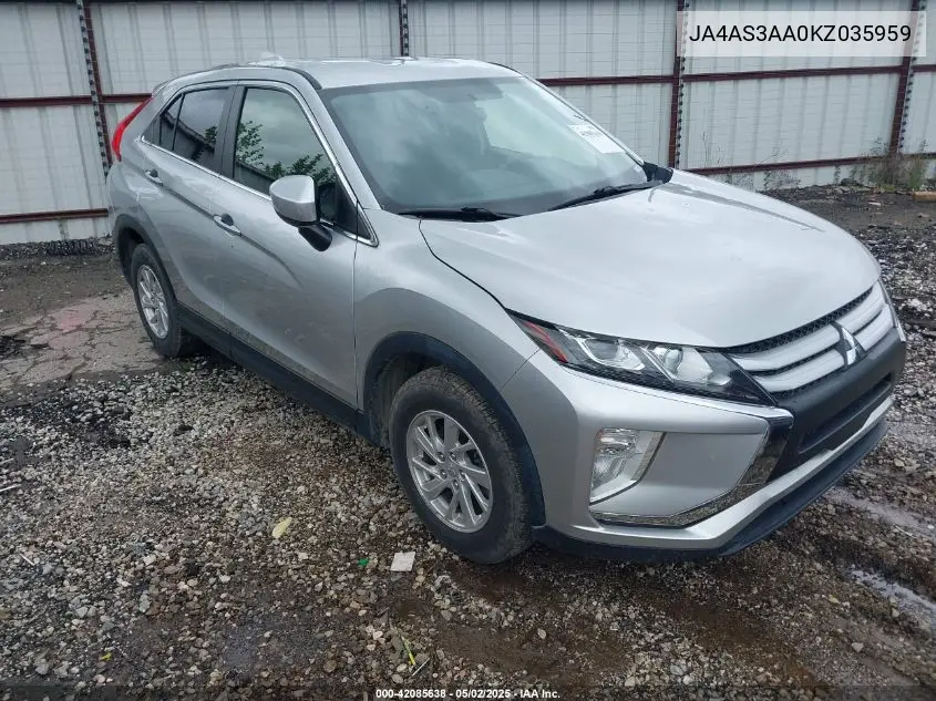 2019 Mitsubishi Eclipse Cross Es VIN: JA4AS3AA0KZ035959 Lot: 42085638