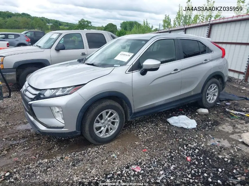 2019 Mitsubishi Eclipse Cross Es VIN: JA4AS3AA0KZ035959 Lot: 42085638