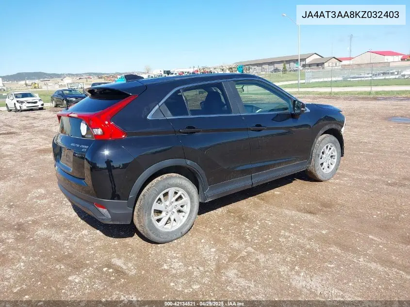 2019 Mitsubishi Eclipse Cross Es VIN: JA4AT3AA8KZ032403 Lot: 42134521