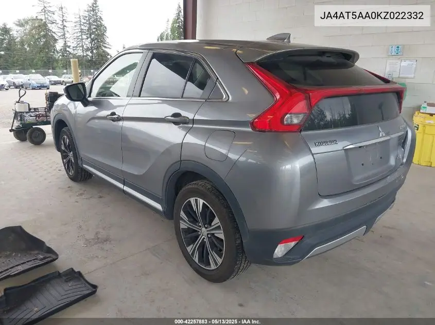2019 Mitsubishi Eclipse Cross Se/Sel VIN: JA4AT5AA0KZ022332 Lot: 42257883