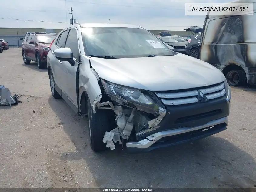 2019 Mitsubishi Eclipse Cross Es VIN: JA4AS3AA1KZ024551 Lot: 42265965