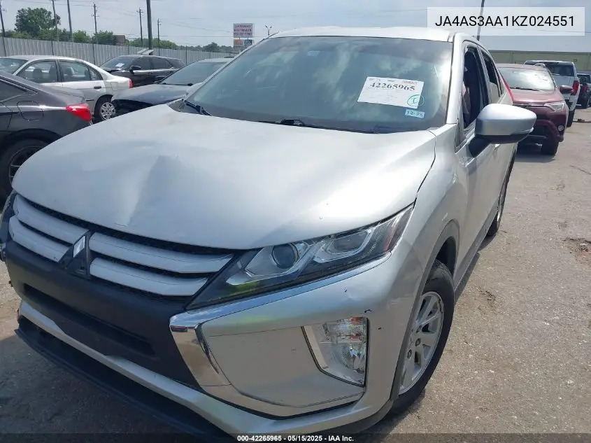 2019 Mitsubishi Eclipse Cross Es VIN: JA4AS3AA1KZ024551 Lot: 42265965