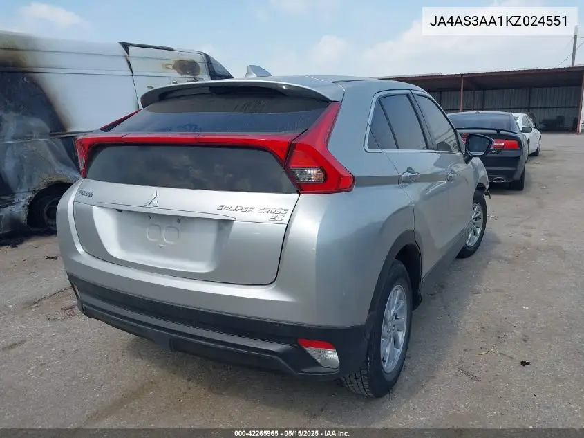 2019 Mitsubishi Eclipse Cross Es VIN: JA4AS3AA1KZ024551 Lot: 42265965