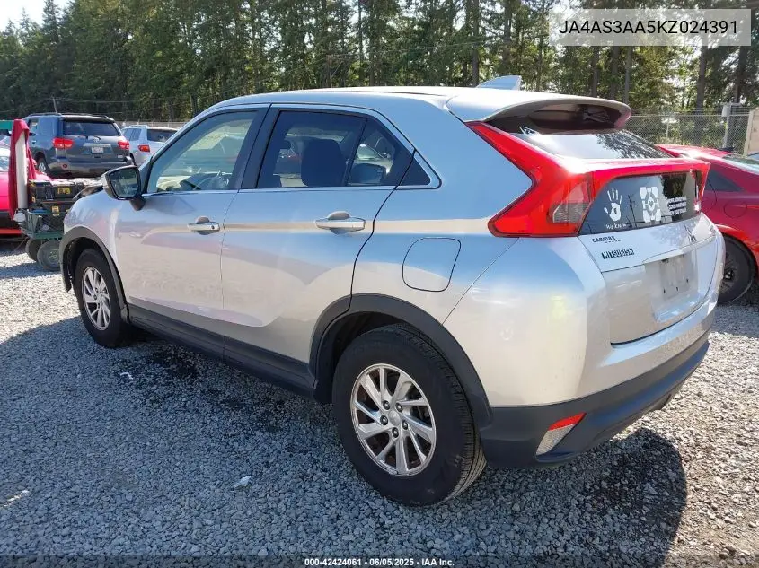 2019 Mitsubishi Eclipse Cross Es VIN: JA4AS3AA5KZ024391 Lot: 42424061