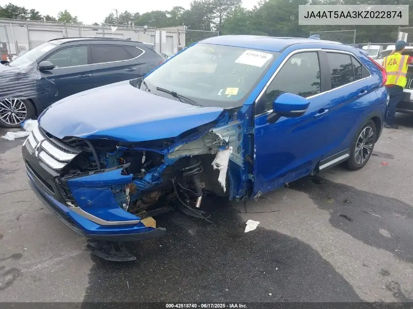 2019 Mitsubishi Eclipse Cross Sel VIN: JA4AT5AA3KZ022874 Lot: 42518740