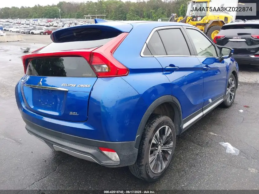 2019 Mitsubishi Eclipse Cross Sel VIN: JA4AT5AA3KZ022874 Lot: 42518740