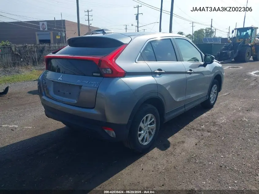 2019 Mitsubishi Eclipse Cross Es VIN: JA4AT3AA3KZ002306 Lot: 42535424