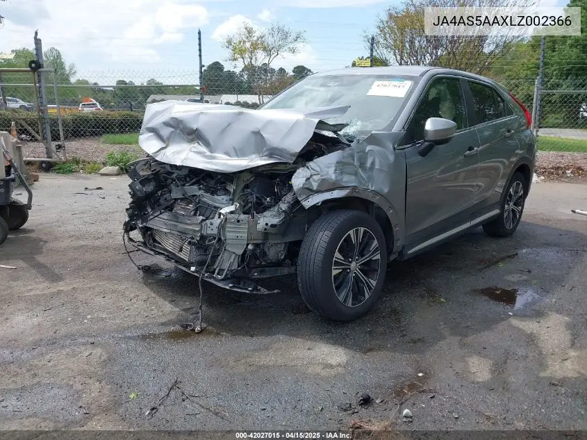 2020 Mitsubishi Eclipse Cross Se 1.5T VIN: JA4AS5AAXLZ002366 Lot: 42027015