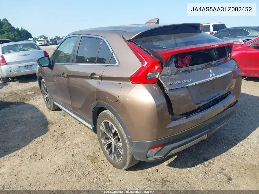 2020 Mitsubishi Eclipse Cross Se 1.5T VIN: JA4AS5AA3LZ002452 Lot: 42396254