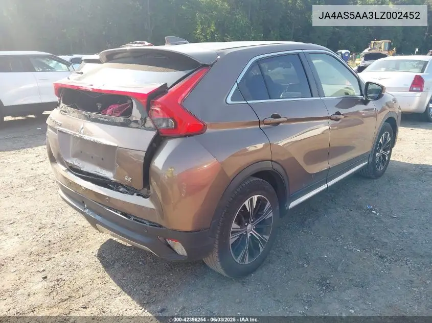 2020 Mitsubishi Eclipse Cross Se 1.5T VIN: JA4AS5AA3LZ002452 Lot: 42396254