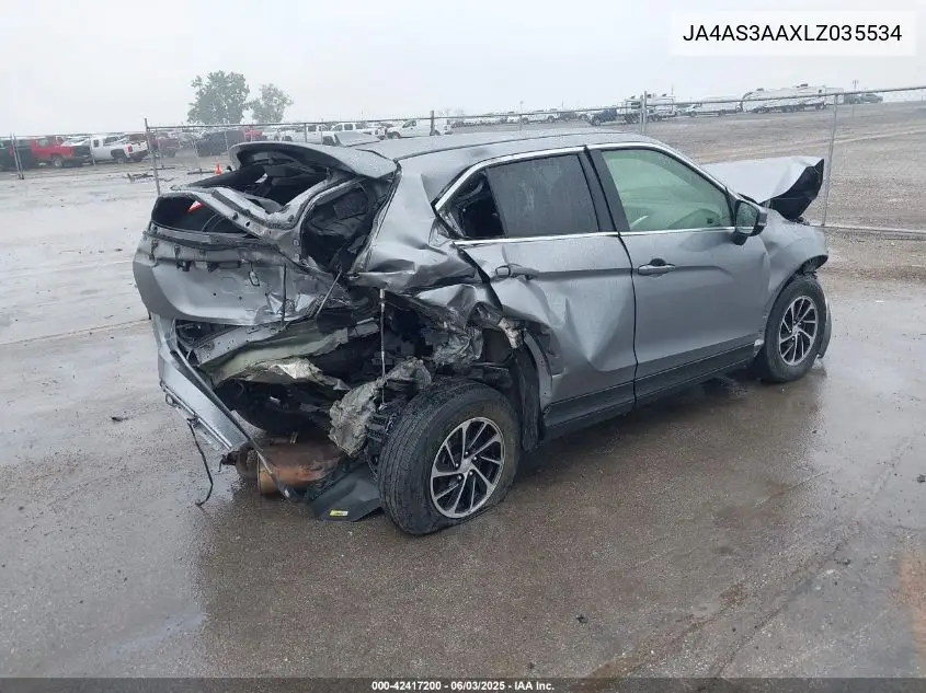 2020 Mitsubishi Eclipse Cross Es 1.5T VIN: JA4AS3AAXLZ035534 Lot: 42417200