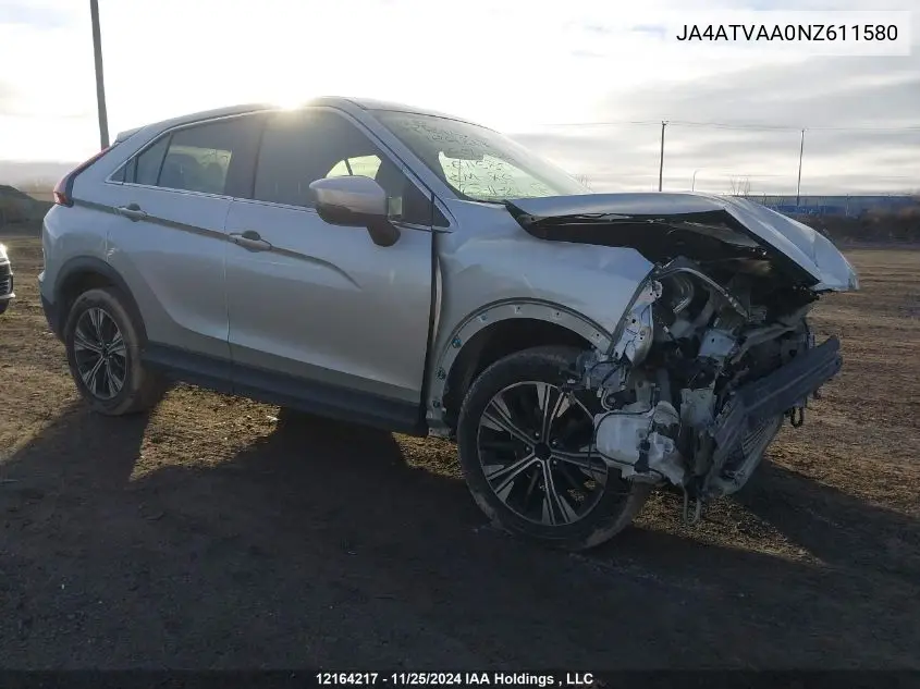 2022 Mitsubishi Eclipse Cross Le VIN: JA4ATVAA0NZ611580 Lot: 12164217