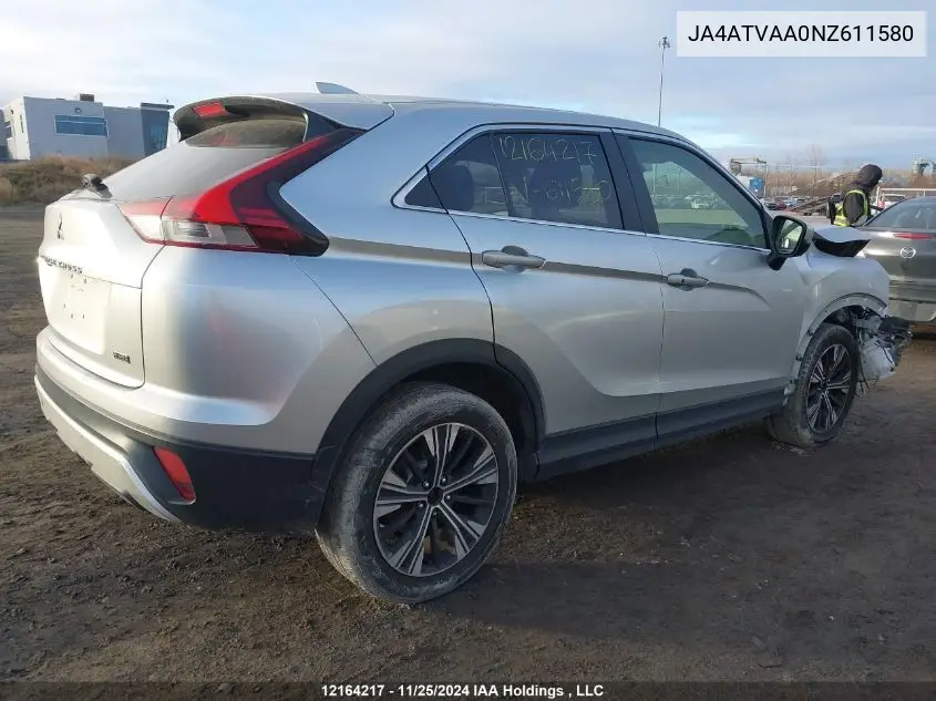 2022 Mitsubishi Eclipse Cross Le VIN: JA4ATVAA0NZ611580 Lot: 12164217