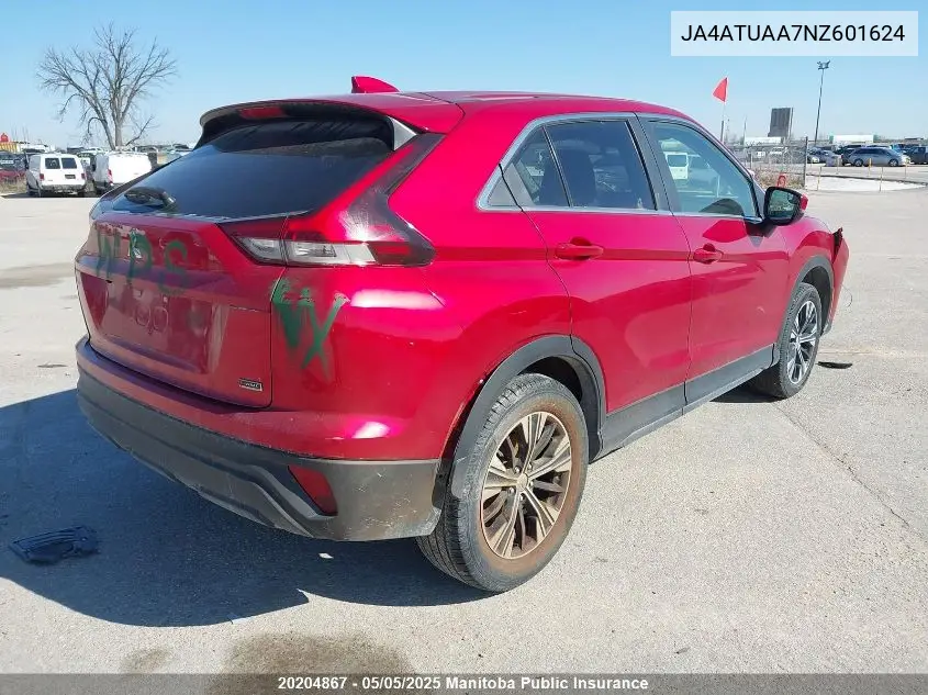 2022 Mitsubishi Eclipse Cross Es VIN: JA4ATUAA7NZ601624 Lot: 20204867