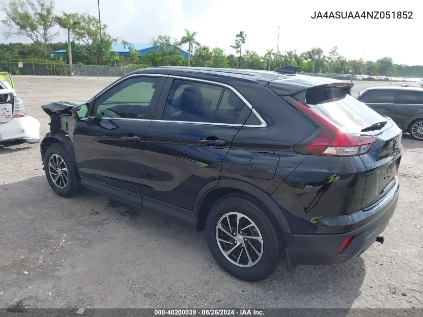 2022 Mitsubishi Eclipse Cross Es VIN: JA4ASUAA4NZ051852 Lot: 40200039