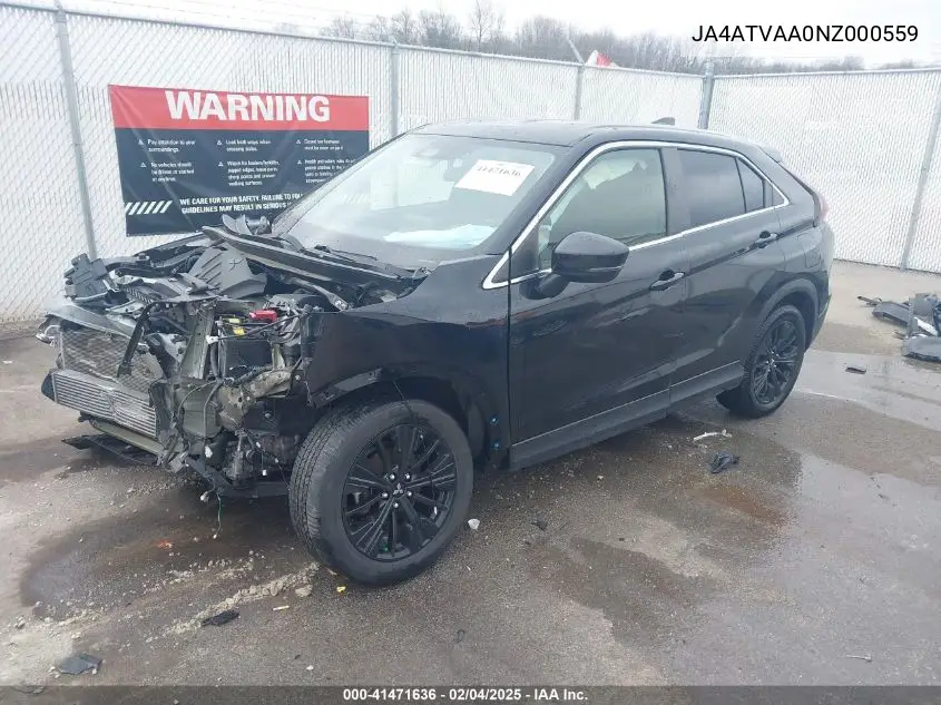 2022 Mitsubishi Eclipse Cross Le S-Awc VIN: JA4ATVAA0NZ000559 Lot: 41471636