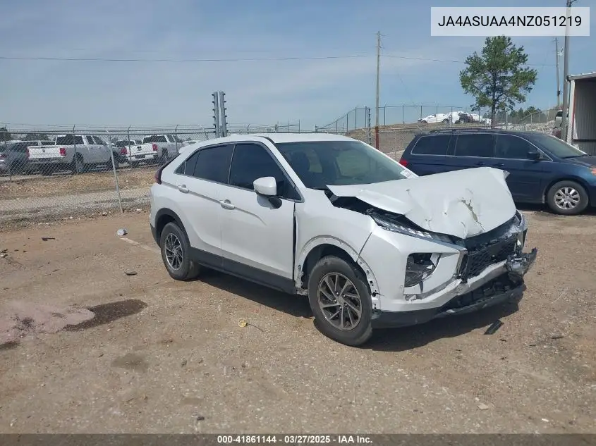 2022 Mitsubishi Eclipse Cross Es VIN: JA4ASUAA4NZ051219 Lot: 41861144