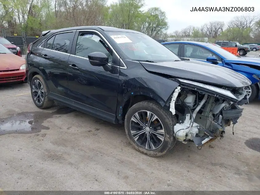 2022 Mitsubishi Eclipse Cross Se/Se Special Edition/Sel/Sel Special Edition VIN: JA4ASWAA3NZ006803 Lot: 41951570