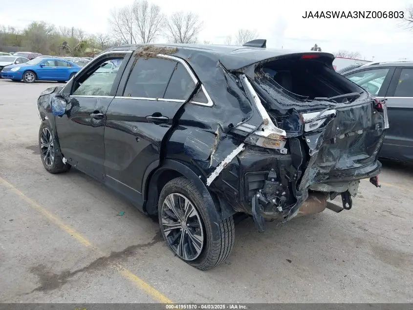 2022 Mitsubishi Eclipse Cross Se/Se Special Edition/Sel/Sel Special Edition VIN: JA4ASWAA3NZ006803 Lot: 41951570
