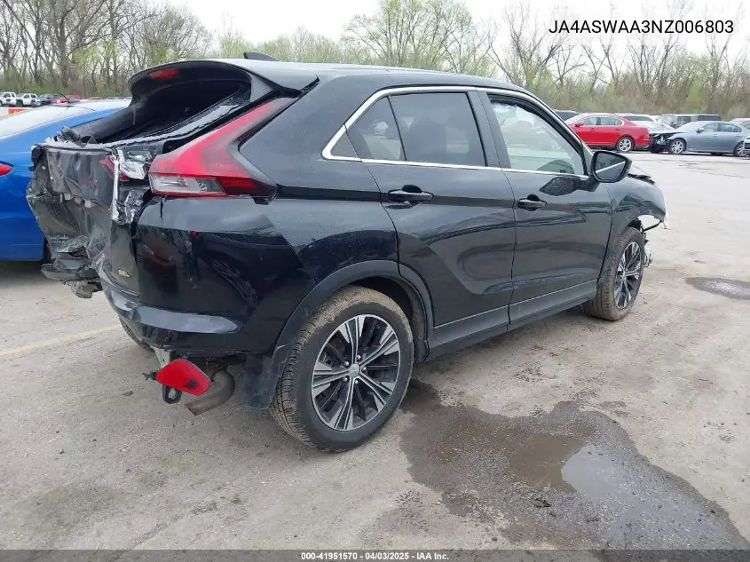 2022 Mitsubishi Eclipse Cross Se/Se Special Edition/Sel/Sel Special Edition VIN: JA4ASWAA3NZ006803 Lot: 41951570
