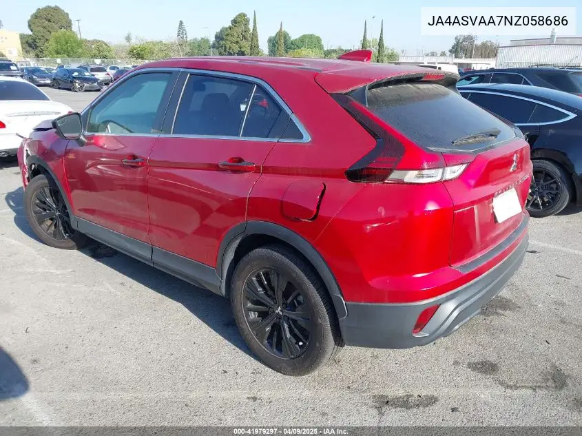 2022 Mitsubishi Eclipse Cross Le VIN: JA4ASVAA7NZ058686 Lot: 41979297