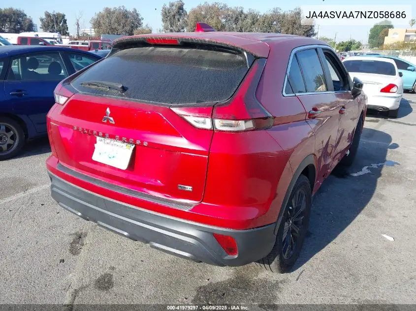 2022 Mitsubishi Eclipse Cross Le VIN: JA4ASVAA7NZ058686 Lot: 41979297