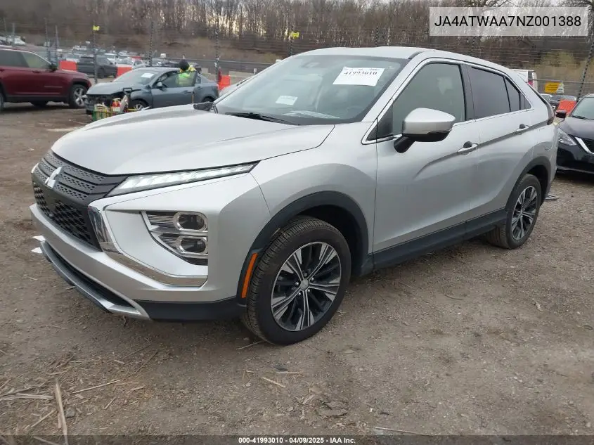 2022 Mitsubishi Eclipse Cross Se S-Awc/Se Special Edition S-Awc/Sel S-Awc/Sel Special Edition S-Awc VIN: JA4ATWAA7NZ001388 Lot: 41993010