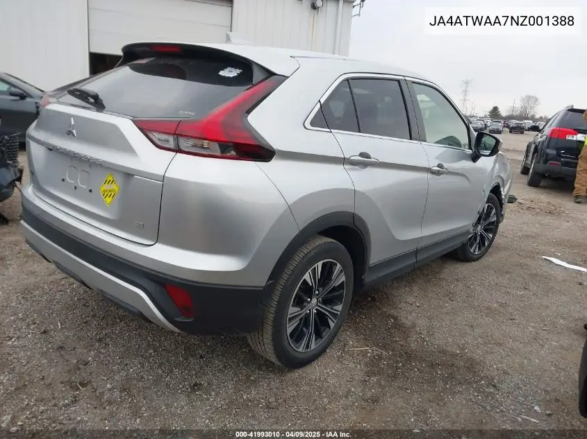 2022 Mitsubishi Eclipse Cross Se S-Awc/Se Special Edition S-Awc/Sel S-Awc/Sel Special Edition S-Awc VIN: JA4ATWAA7NZ001388 Lot: 41993010