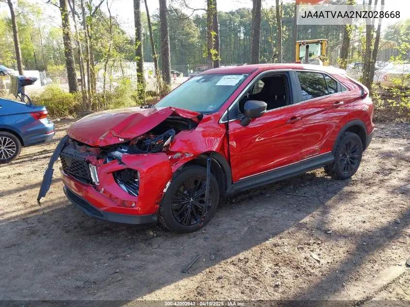 2022 Mitsubishi Eclipse Cross Le S-Awc VIN: JA4ATVAA2NZ028668 Lot: 42002943