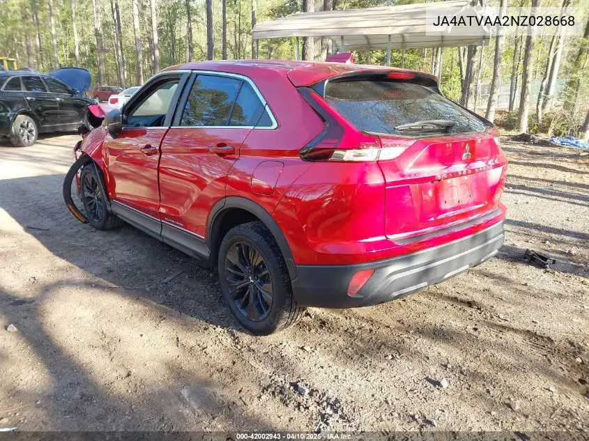 2022 Mitsubishi Eclipse Cross Le S-Awc VIN: JA4ATVAA2NZ028668 Lot: 42002943