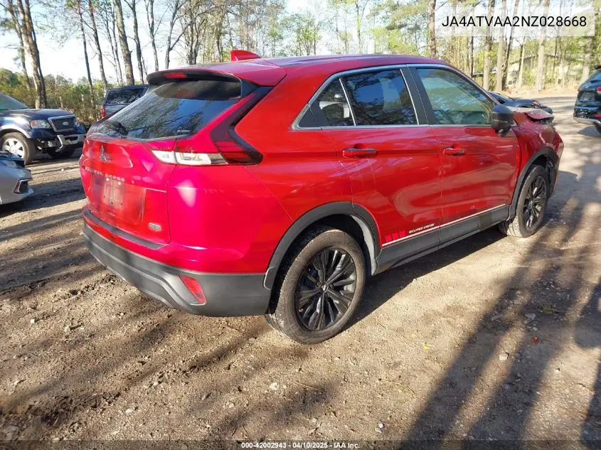 2022 Mitsubishi Eclipse Cross Le S-Awc VIN: JA4ATVAA2NZ028668 Lot: 42002943