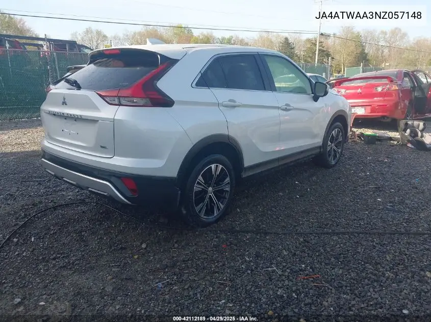 2022 Mitsubishi Eclipse Cross Se S-Awc/Se Special Edition S-Awc/Sel S-Awc/Sel Special Edition S-Awc VIN: JA4ATWAA3NZ057148 Lot: 42112189