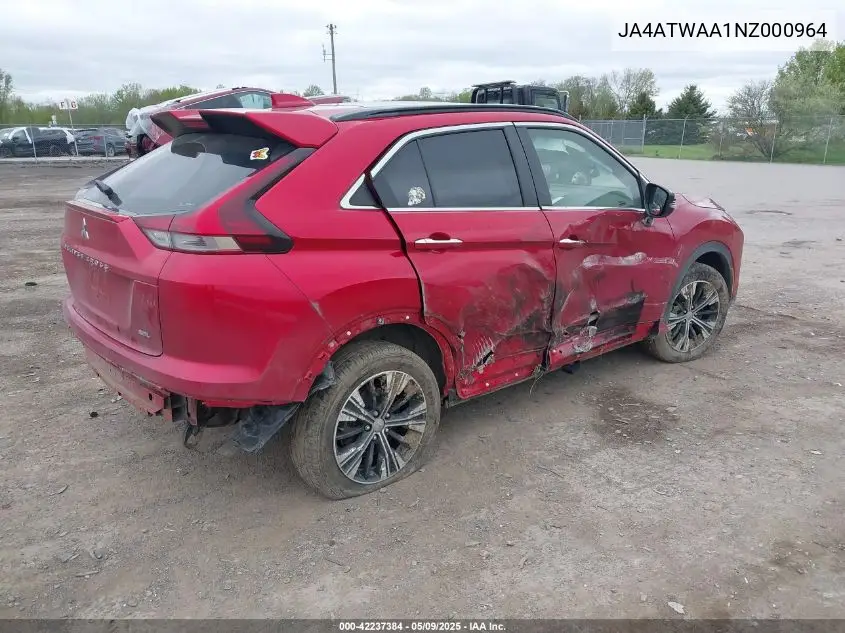 2022 Mitsubishi Eclipse Cross Se S-Awc/Se Special Edition S-Awc/Sel S-Awc/Sel Special Edition S-Awc VIN: JA4ATWAA1NZ000964 Lot: 42237384