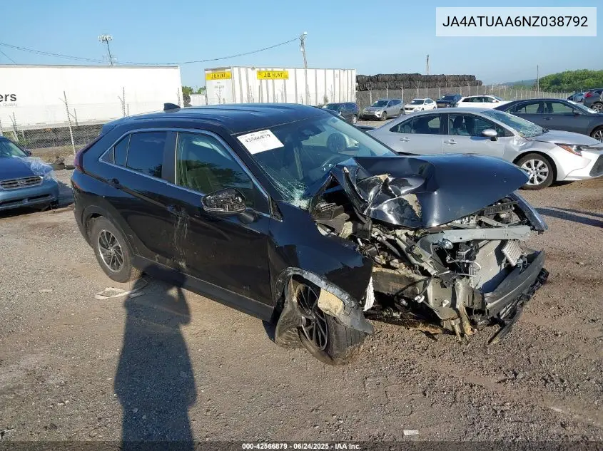 2022 Mitsubishi Eclipse Cross Es S-Awc VIN: JA4ATUAA6NZ038792 Lot: 42566879