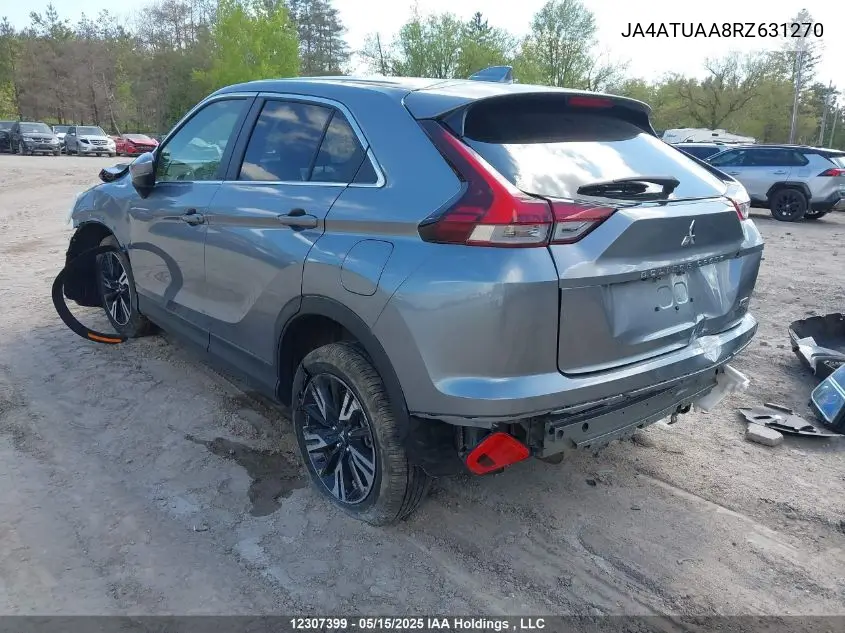 2024 Mitsubishi Eclipse Cross Es VIN: JA4ATUAA8RZ631270 Lot: 12307399