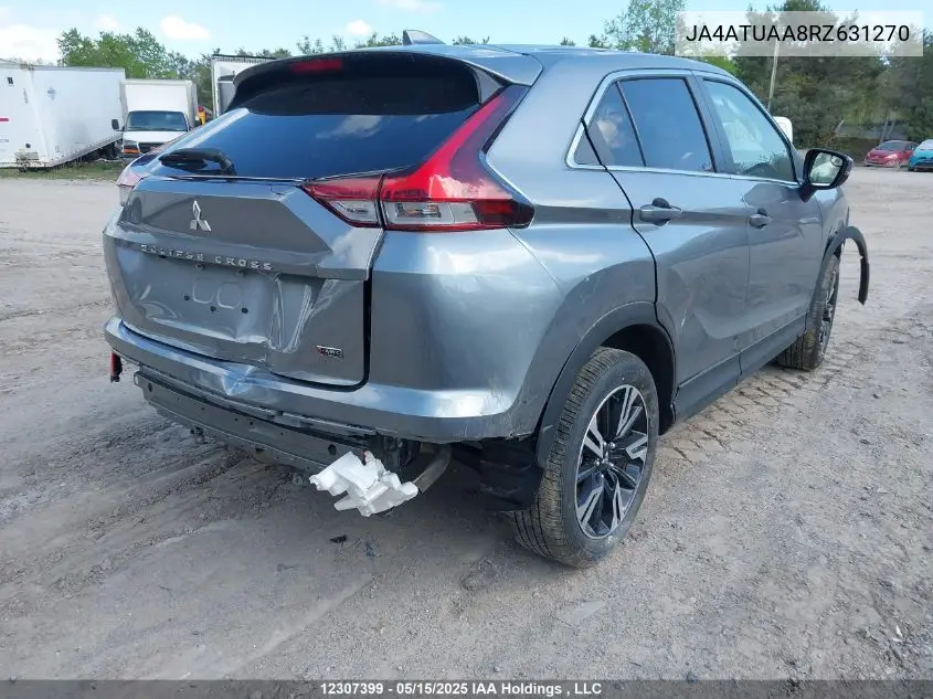 2024 Mitsubishi Eclipse Cross Es VIN: JA4ATUAA8RZ631270 Lot: 12307399