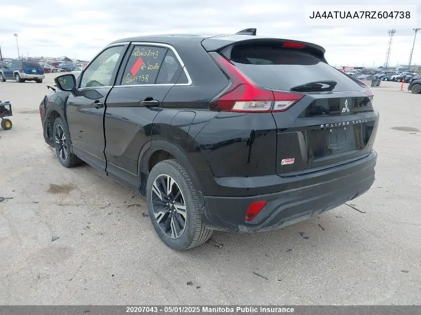2024 Mitsubishi Eclipse Cross Es VIN: JA4ATUAA7RZ604738 Lot: 20207043