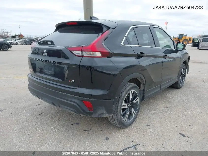 2024 Mitsubishi Eclipse Cross Es VIN: JA4ATUAA7RZ604738 Lot: 20207043