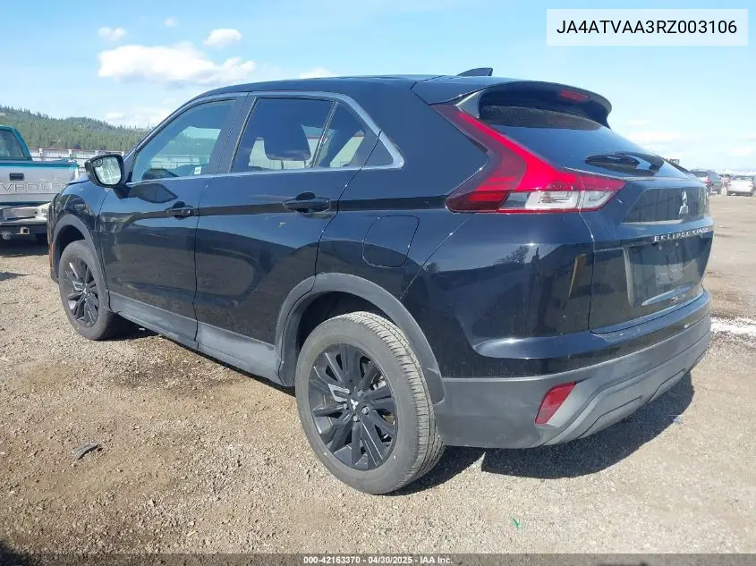 2024 Mitsubishi Eclipse Cross Le S-Awc VIN: JA4ATVAA3RZ003106 Lot: 42163370