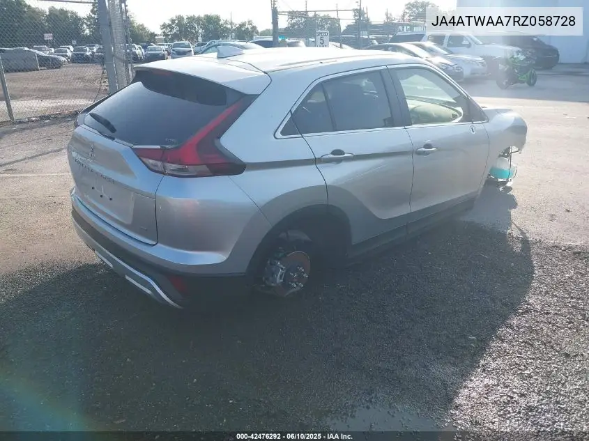 2024 Mitsubishi Eclipse Cross Se S-Awc/Sel S-Awc VIN: JA4ATWAA7RZ058728 Lot: 42476292