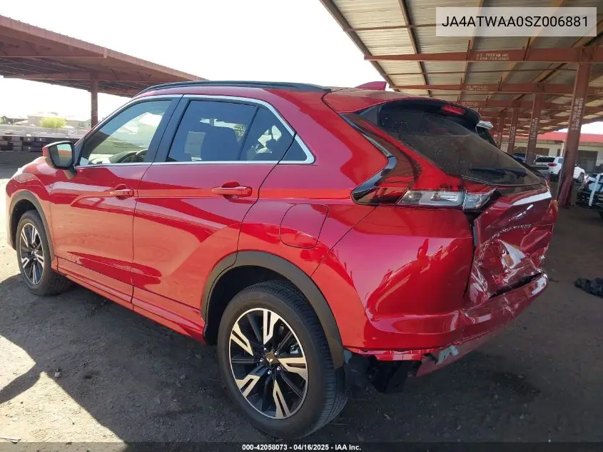 2025 Mitsubishi Eclipse Cross Sel S-Awc VIN: JA4ATWAA0SZ006881 Lot: 42058073