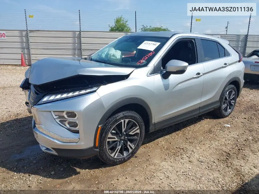 2025 Mitsubishi Eclipse Cross Black Edition S-Awc/Se S-Awc/Sel S-Awc VIN: JA4ATWAA3SZ011136 Lot: 42152780