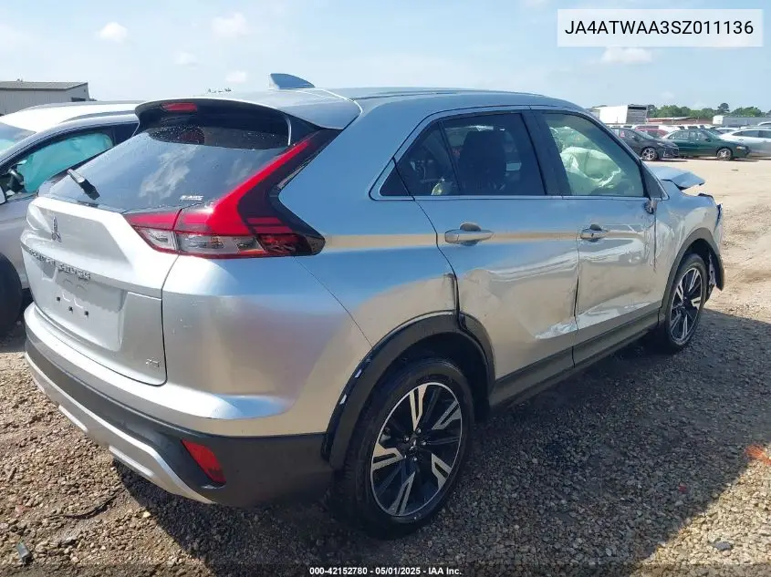 2025 Mitsubishi Eclipse Cross Black Edition S-Awc/Se S-Awc/Sel S-Awc VIN: JA4ATWAA3SZ011136 Lot: 42152780