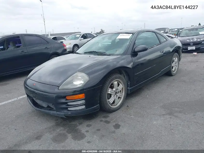 2000 Mitsubishi Eclipse Gt VIN: 4A3AC84L8YE144227 Lot: 42062996