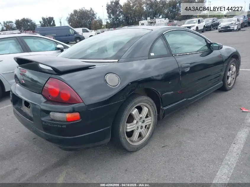2000 Mitsubishi Eclipse Gt VIN: 4A3AC84L8YE144227 Lot: 42062996