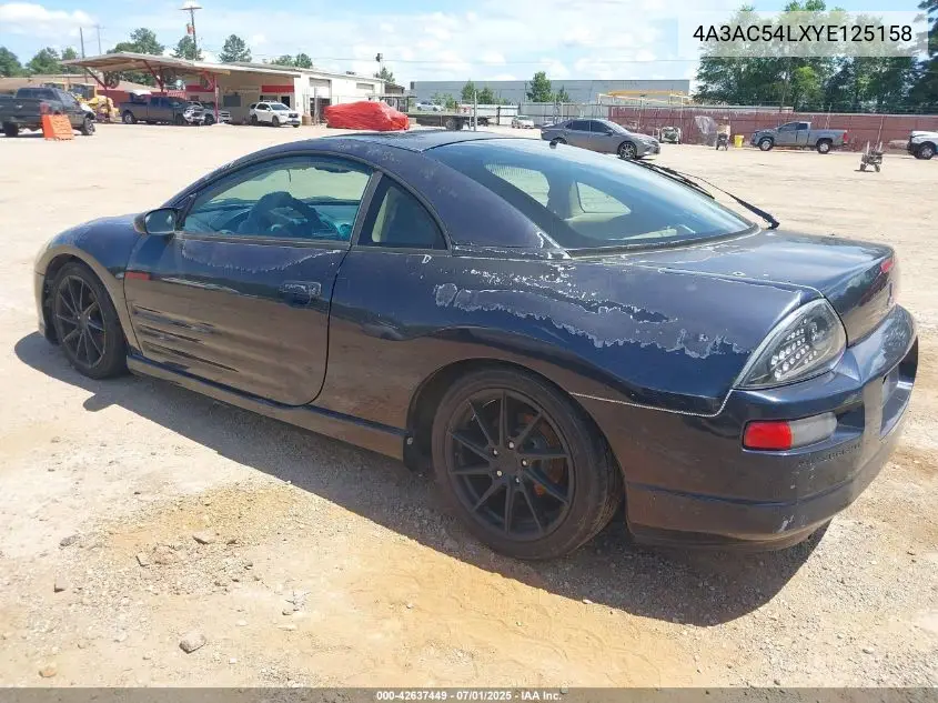 2000 Mitsubishi Eclipse Gt VIN: 4A3AC54LXYE125158 Lot: 42637449